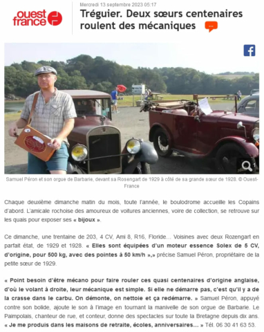 article Ouest France du 13 septembre 2023